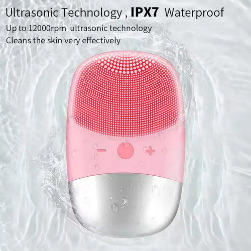 Electric Facial Cleansing Brush ultrasonic technology IPX7 waterproof – up to 12000rpm cleans skin effectively