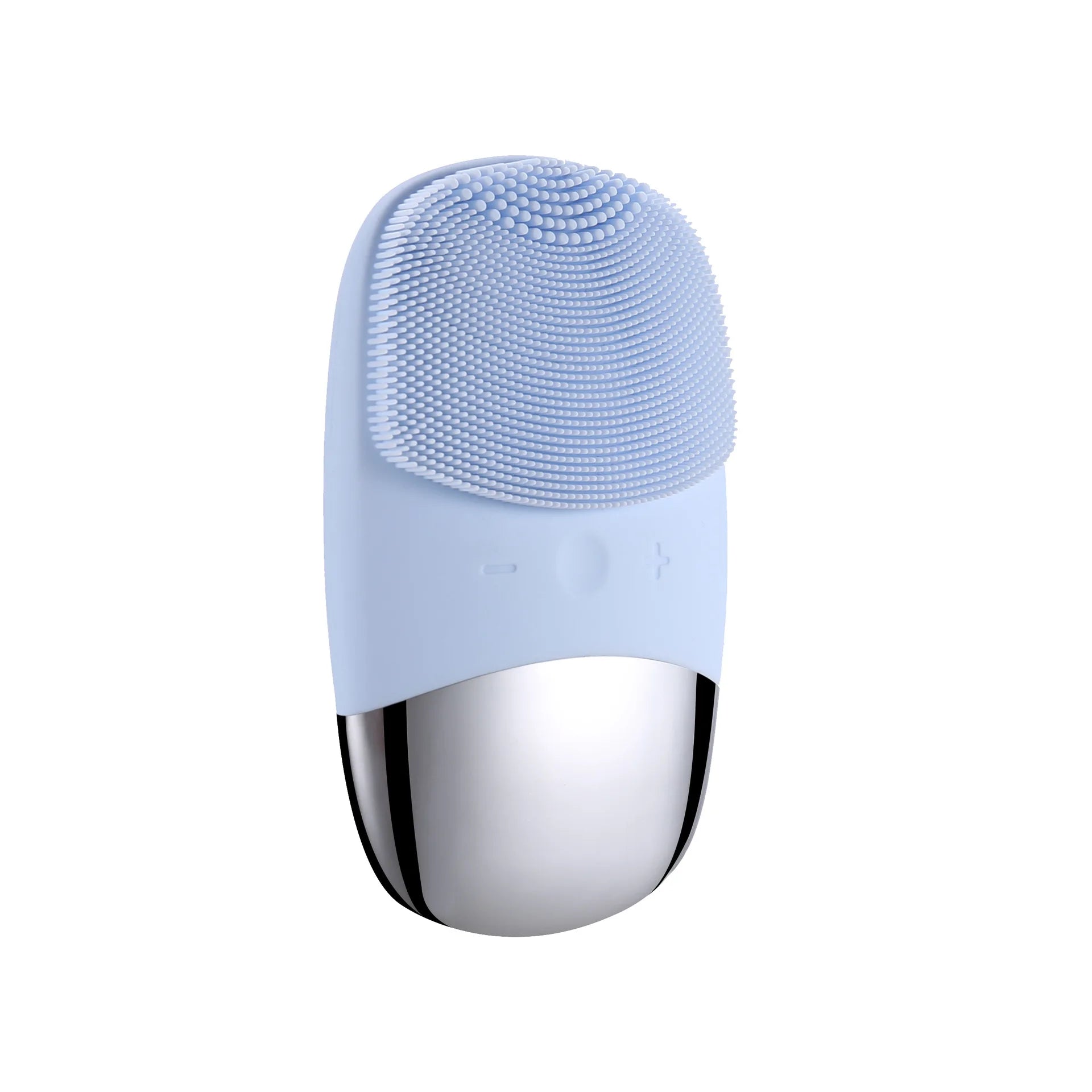 Electric Facial Cleansing Brush Blue variant front view – waterproof silicone face cleanser