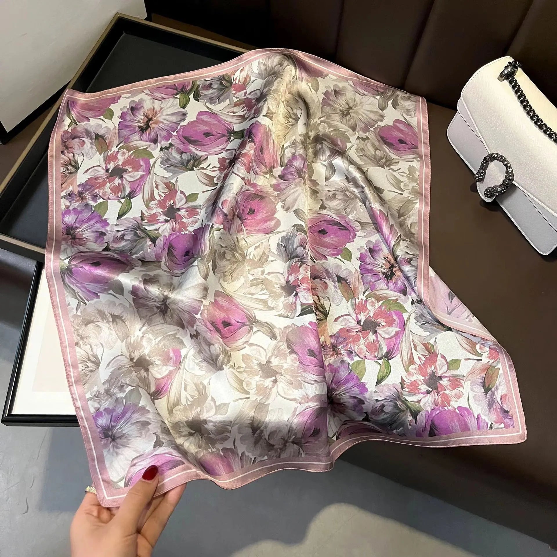 100% Real Silk Square Scarf – Luxury Bandana, Headband & Shawl Wrap