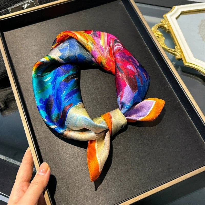 100% Real Silk Square Scarf – Luxury Bandana, Headband & Shawl Wrap