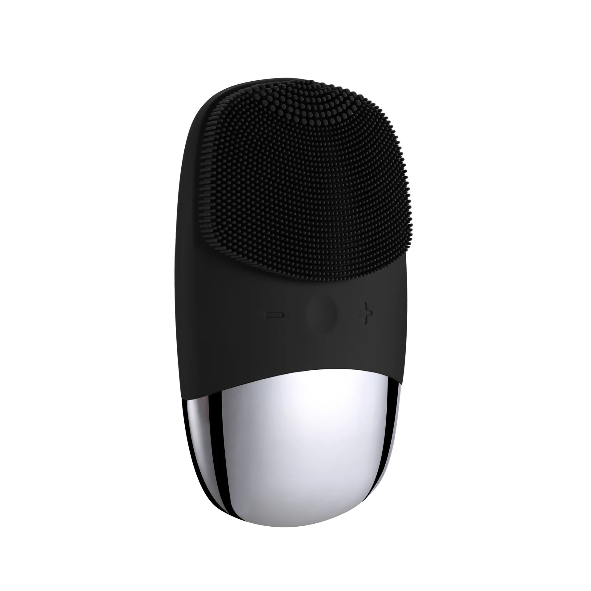 Electric Facial Cleansing Brush Black variant front view – waterproof silicone face cleanser