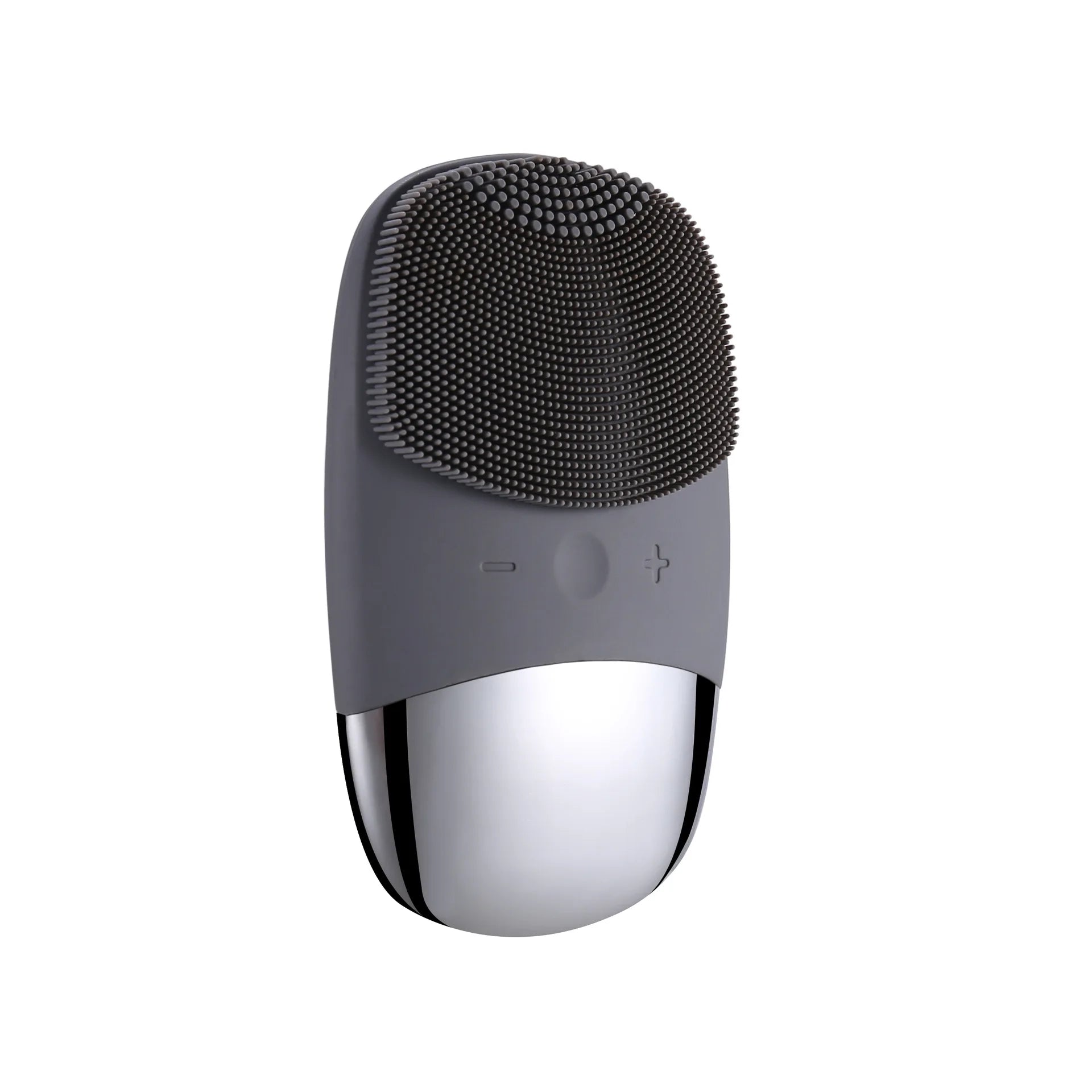 Electric Facial Cleansing Brush Grey variant front view – waterproof silicone face cleanser