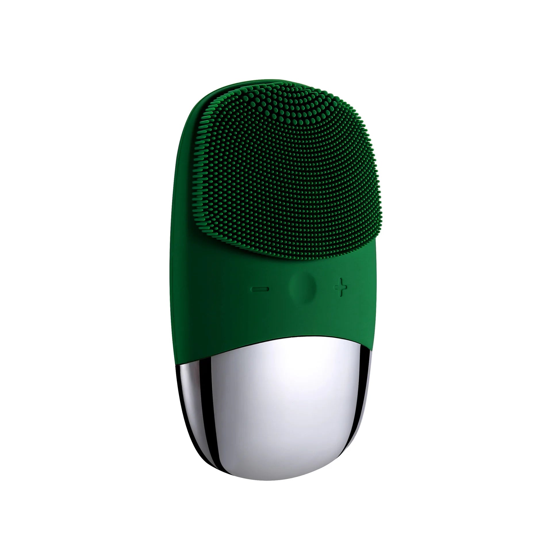 Electric Facial Cleansing Brush Green variant front view – waterproof silicone face cleanser