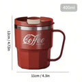 400ml insulated coffee mug with handle showing dimensions 11cm x 12cm – textured body style
