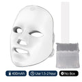 7-Colours LED Light Therapy Face Mask Standard Edition — 400mAh battery, 1.5-2 hours usage, includes USB charging cable, no box packaging